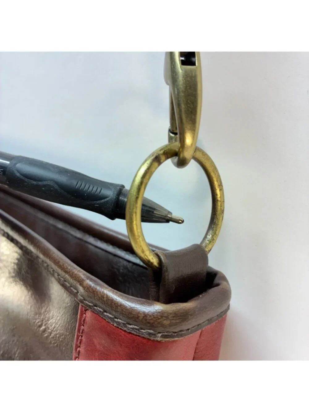 Vintage Tignanello Leather Red/Brown Crossbody Leather Handbag
